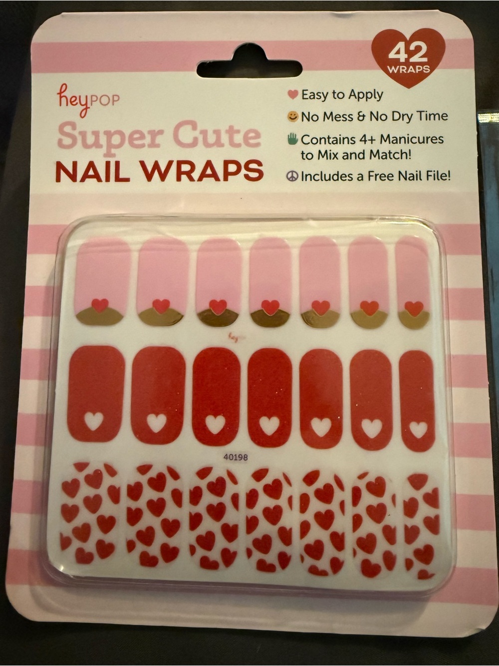 heyPOP Super Cute Nail Wraps in Pink, Red & Gold
